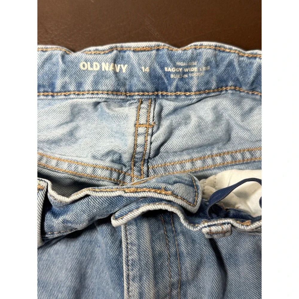 Old Navy Girls Size 14 High Rise Baggy Wide Leg Jeans Light Wash